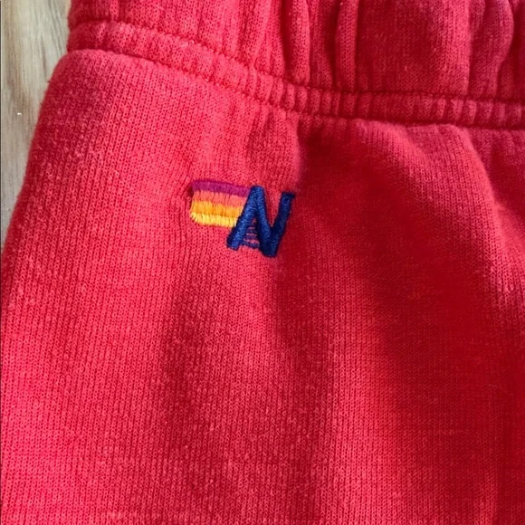 Aviator Nation Red Sweatpants with Rainbow Stripes - Picture 3 of 5